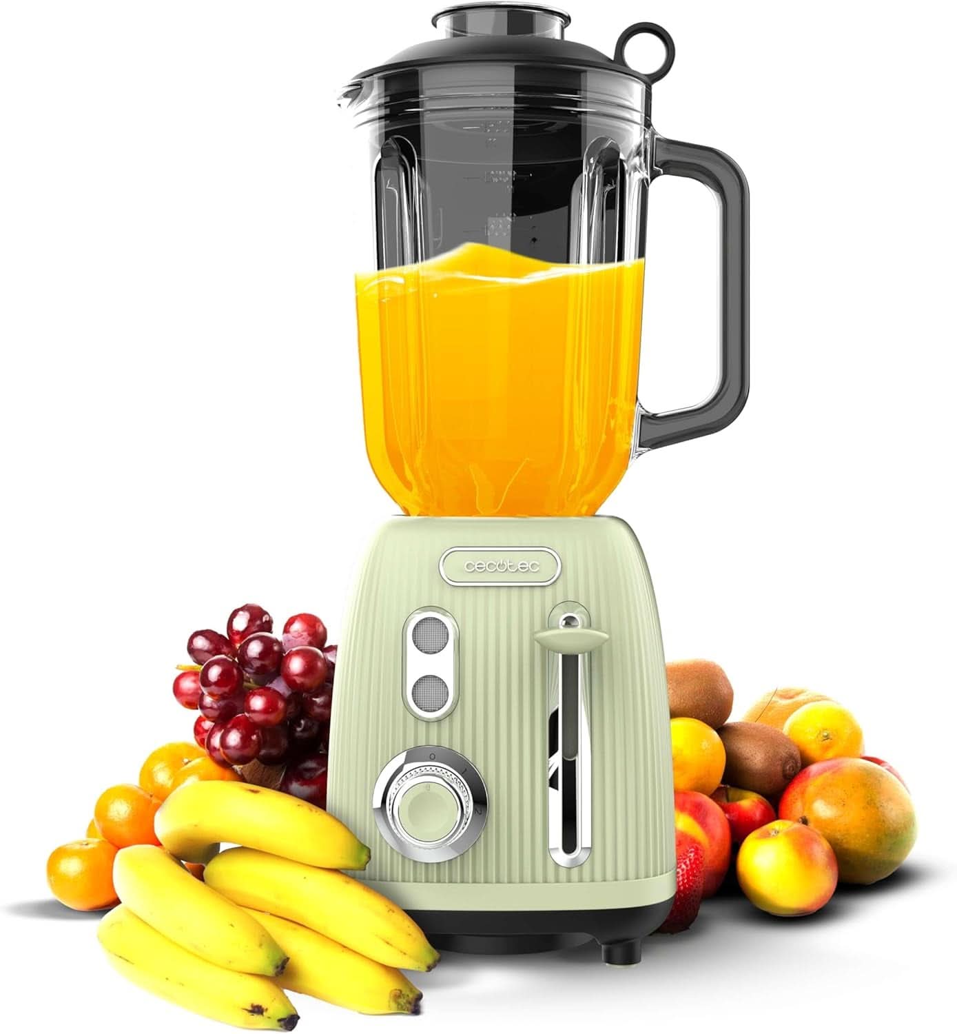 Mikser stojący Cecotec Retro Power Czarny Tytan Retrozielony. 1200 W Maximale Leistung, 2 Geschwindigkeiten, 4-Klingen-Messer Mit Schwarzer Titanbeschichtung Und 1,5L Krug, Vintage-Design w Grün Kitchen Naty Shop Green