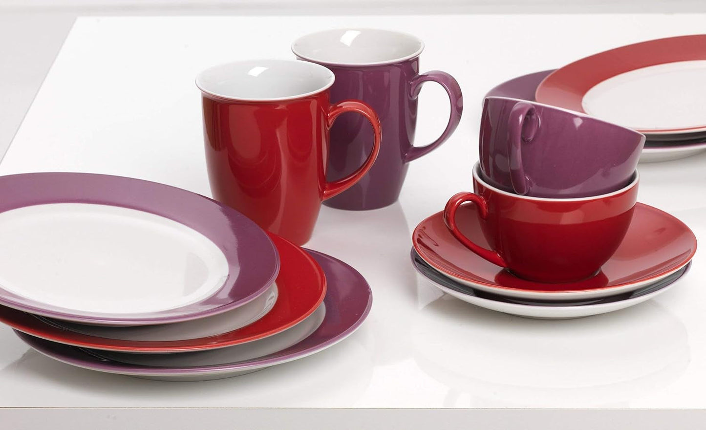 Serwis kawowy Ritzenhoff & Breker Doppio, 12 szt., porcelana, czerwony