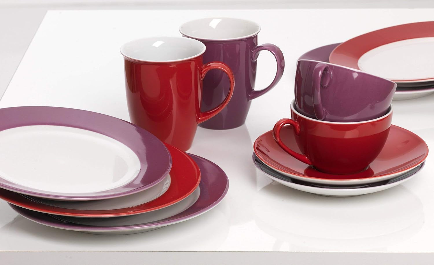 Serwis kawowy Ritzenhoff & Breker Doppio, 12 szt., porcelana, czerwony
