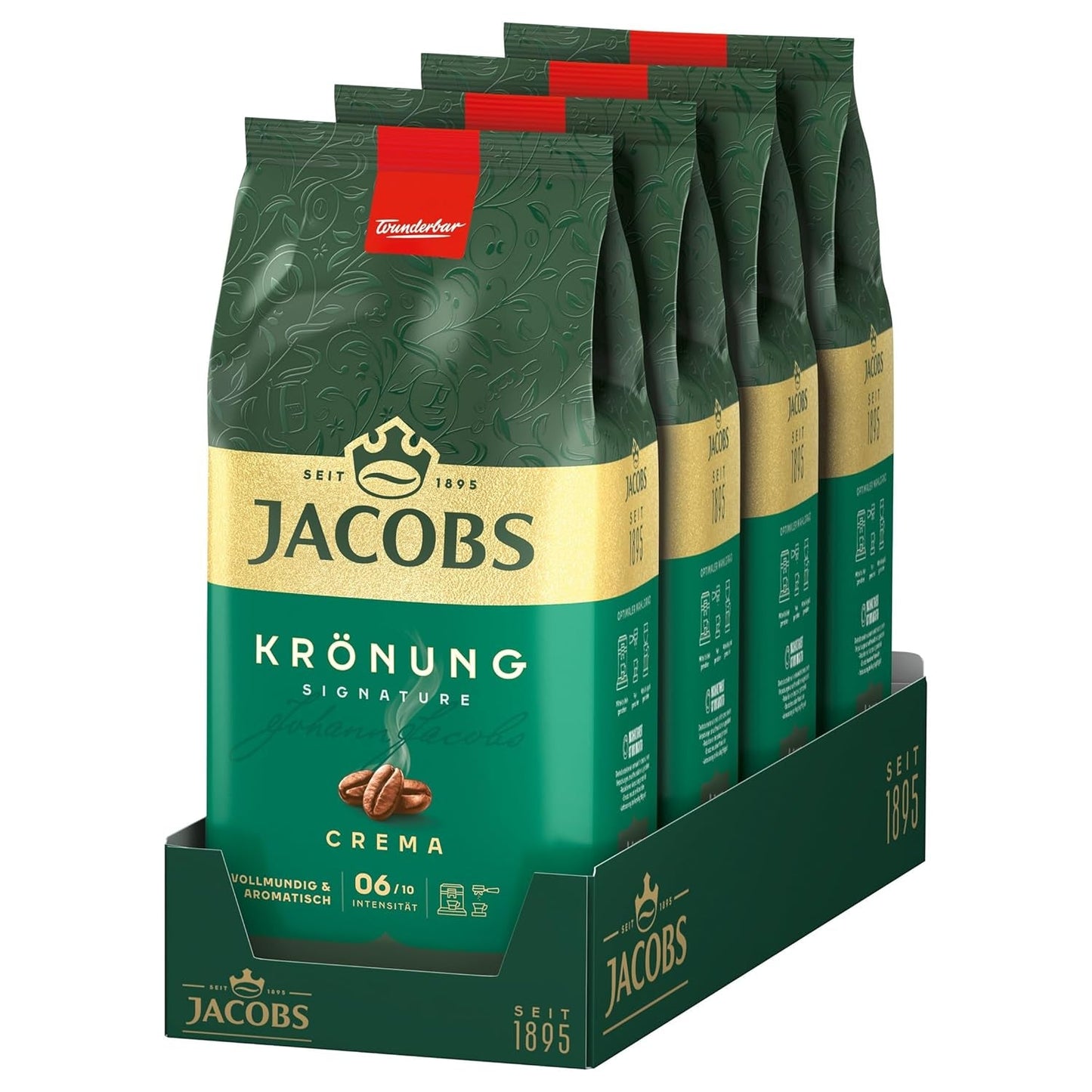 Jacobs Krönung Cream, kawa pełnoziarnista, opakowanie 4 szt. (4 x 1000 g)