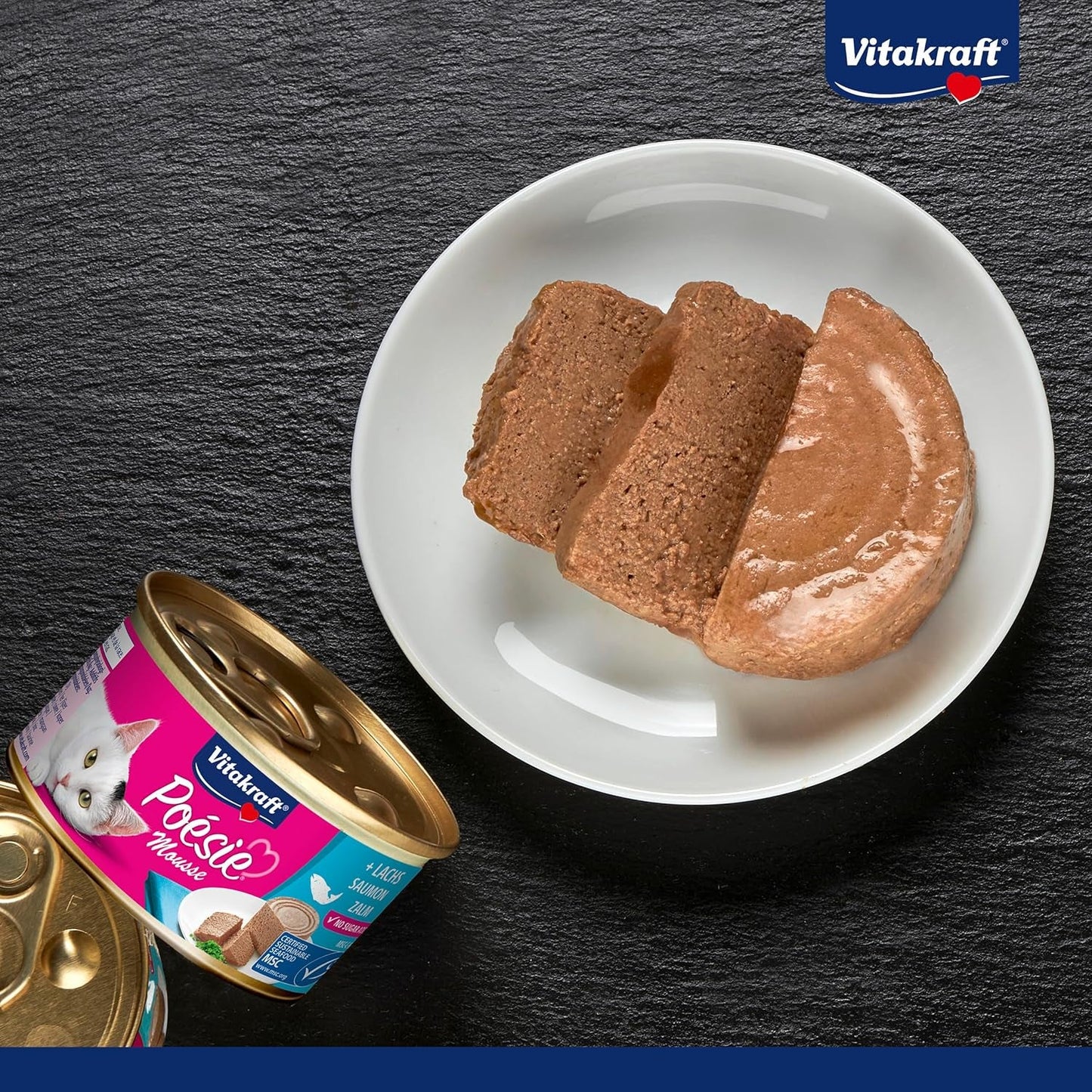 Vitakraft Poésie Mousse, mokra karma dla kotów, pianka napowietrzana, z łososiem, bez dodatku cukru i zbóż (12 x 85g)