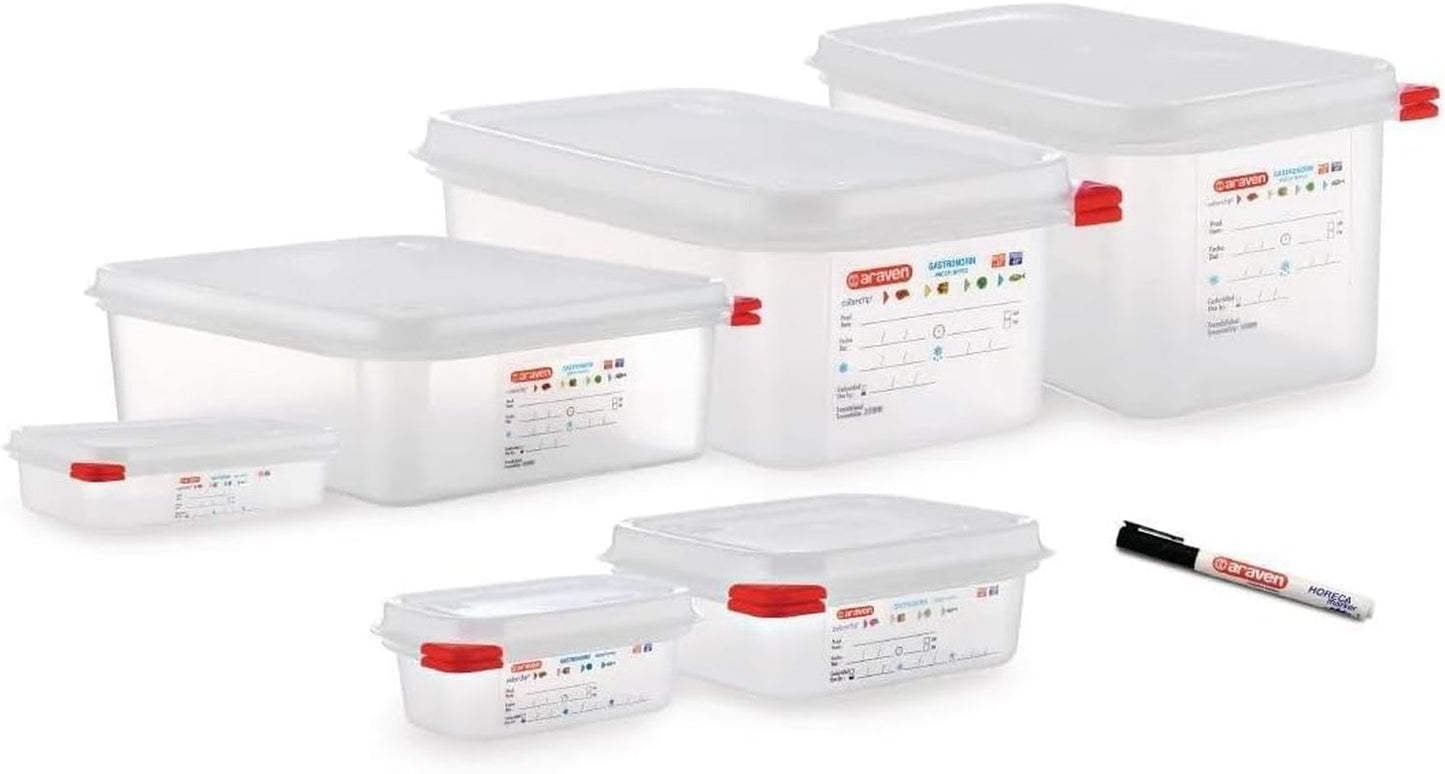 03350 PP Pojemnik na żywność GN z pokrywką, 1,1 l, 65 mm (4 sztuki) Pudełka do przechowywania żywności Naty Shop