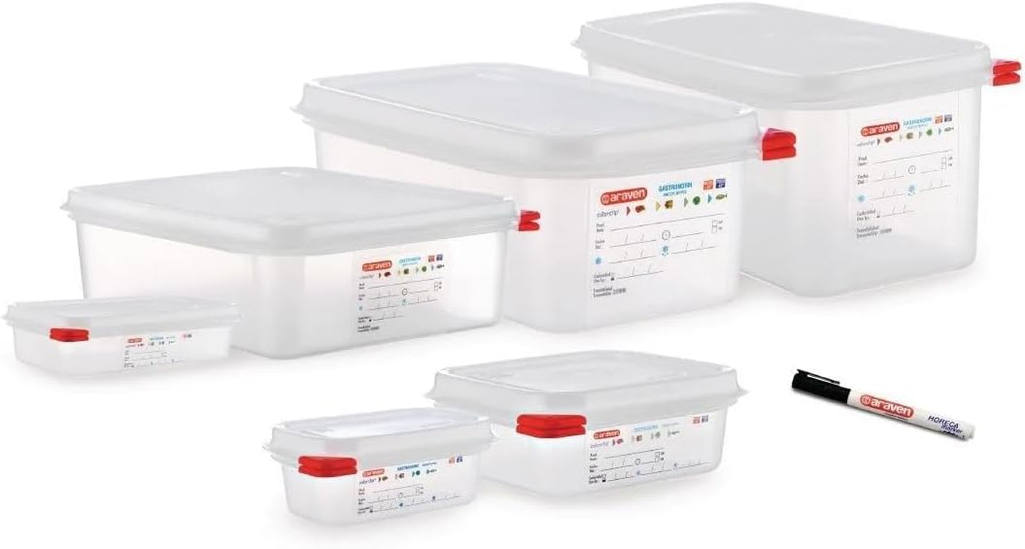 03350 PP Pojemnik na żywność GN z pokrywką, 1,1 l, 65 mm (4 sztuki) Pudełka do przechowywania żywności Naty Shop