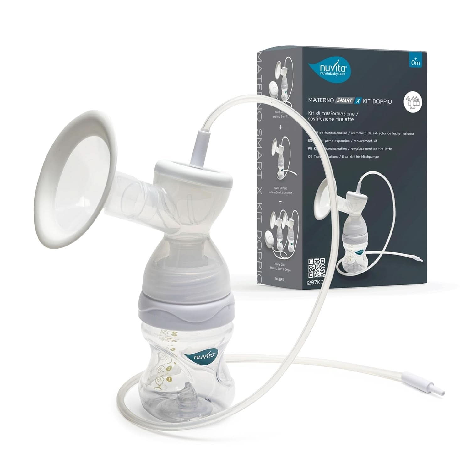 Zestaw podwójnej pompki Nuvita Efficient do Materno Smart X - 1287KDX | Kompletny zestaw akcesoriów, butelka antykolkowa zatwierdzona przez Aio Accesorii Hrana si Alattare Bebe Naty Shop