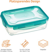 Pojemniki do zamrażarki Amazon Basics w zestawie, z pokrywkami, szczelne, z możliwością układania w stosy, lodówka/zamrażarka, bez BPA, plastikowe, można używać w kuchence mikrofalowej i myć w zmywarce, 3 x 1,2 l, przezroczyste pudełka do przechowywania żywności Naty Shop