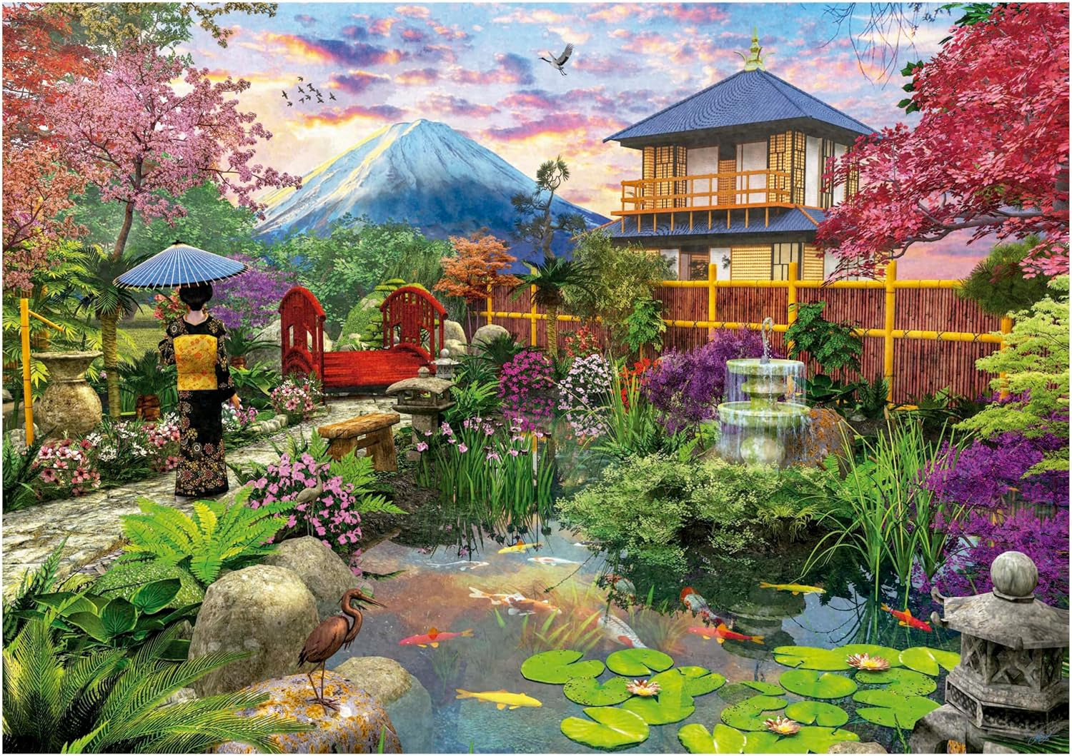 Educa - Puzzle 1500 elementów dla dorosłych | Ogród Japoński. Wymiary: 85 X 60 cm. Zawiera klej do puzzli Fixpuzzle. Przez 14 lat (19937) Sklep Puzzle Naty