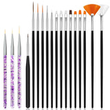 Hanyousheng 20 Stück Nagel Pinsel Set, 15 Stück Nageldesign Pinsel, 5 Stück Nail Art Rozsianych narzędzi do samodzielnego projektowania paznokci