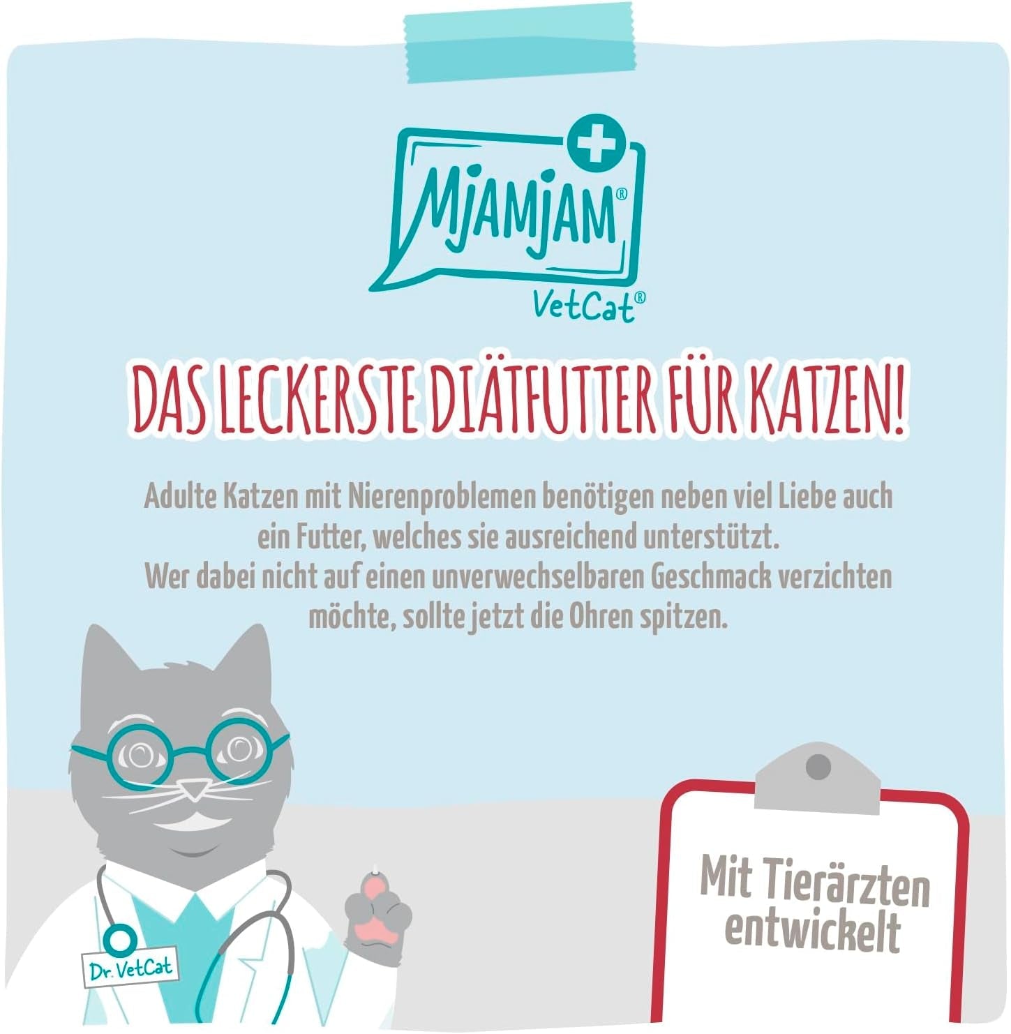 MjAMjAM VetCat - Mokra karma dla kotów Premium - Dieta - Nerka - Kurczak, 6 opakowań (6 x 200g), bez zbóż