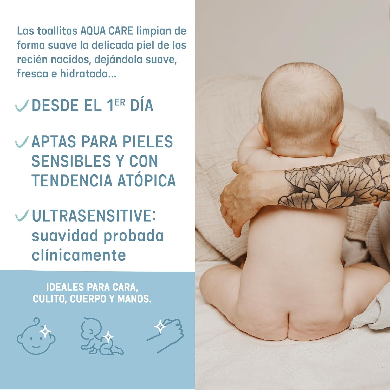 Suavinex Aqua Care Chusteczki nawilżane dla dzieci 60 szt. Chusteczki oczyszczające 99% włókien roślinnych wodnych Aloe Vera Bezzapachowy Bez alkoholu Testowany dermatologicznie Odpowiedni dla skóry wrażliwej