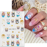 JMEOWIO Nagelsticker Weihnachten 10 Blatt Nail Art Naklejka Selbstklebend Nagelaufkleber Glitter Schneeflocke Xmas Winter Urlaub Gold Dekoration Nageldesign Zubehör