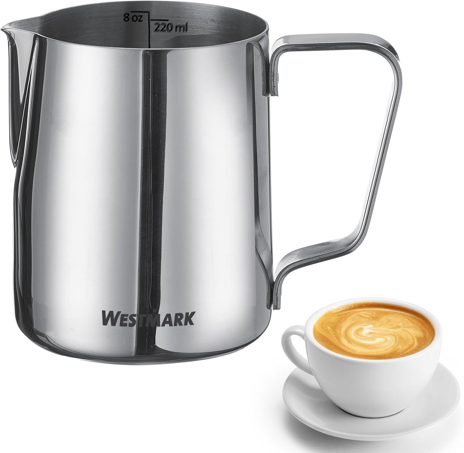Karafka na mleko Westmark Brasilia 200 ml - idealna do śmietanki do kawy, mleka, miodu i innych dodatków do kawy i herbaty, akcesoria baristy - stal nierdzewna