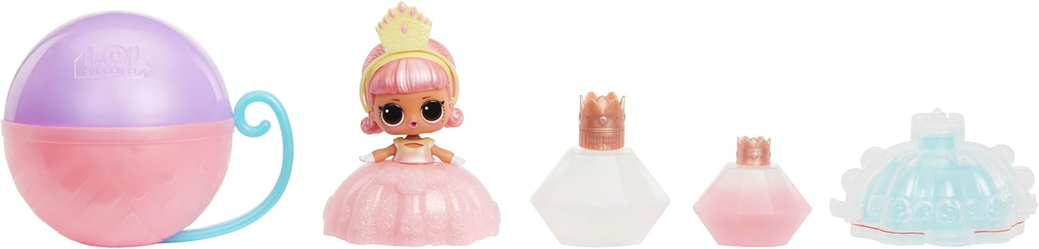 LOL niespodzianka! Princess Tots – zawiera 1 lalkę, opancerzone opakowanie, 2 farby do stworzenia sukienki księżniczki, 8 lalek do zebrania