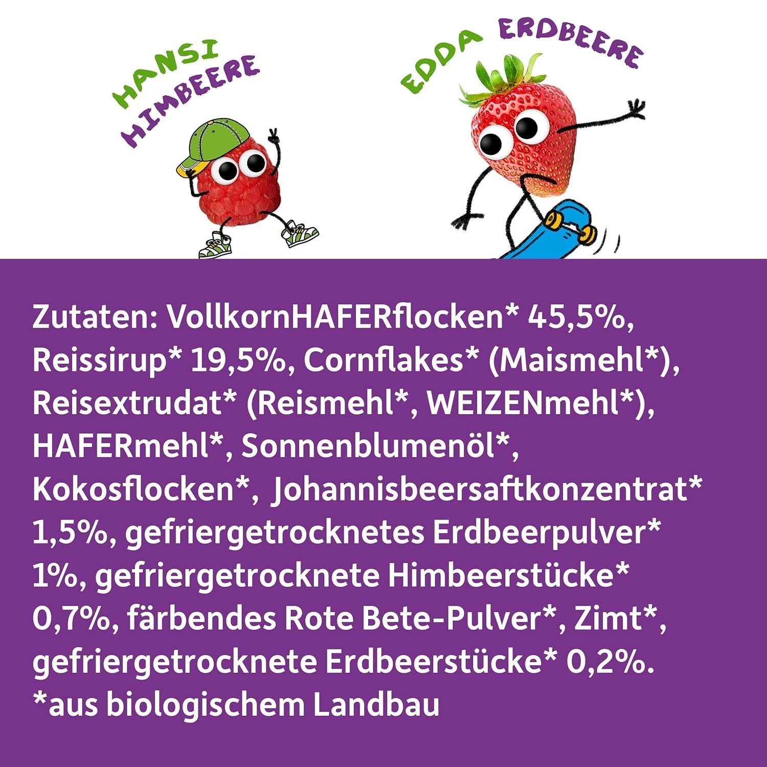 FRECHE FREUNDE Organiczne musli śniadaniowe Edda's Berry Crunchy Musli Mix dla dzieci w wieku szkolnym z liofilizowanymi truskawkami Wegańskie 6 opakowań (6 x 280g)