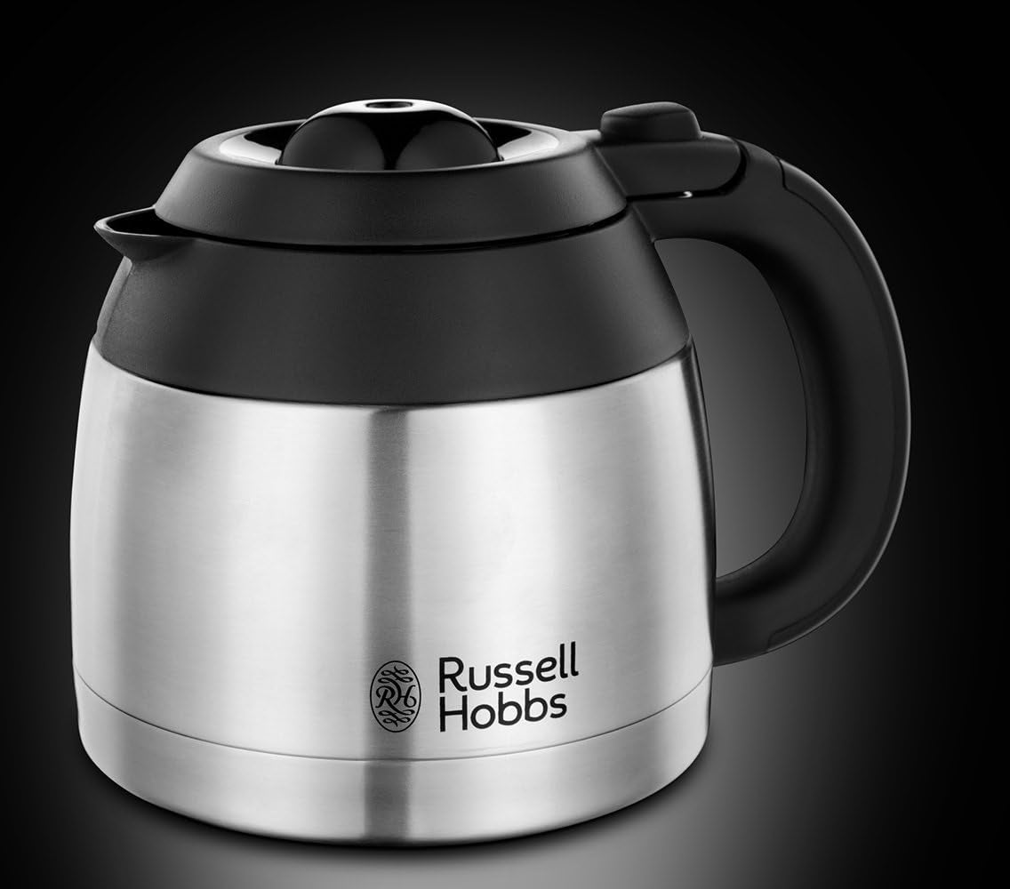Ekspres do kawy Russell Hobbs [głowica prysznicowa zapewniająca optymalną ekstrakcję i aromat] Adventure (od 1 do 8 filiżanek, karafka termiczna 1,0 l, automatyczne wyłączanie, system zapobiegający kapaniu, 1100 W) Ekspres do kawy z filtrem 24020-56