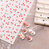JMEOWIO Nagelsticker Kirschfrucht 6 Blatt Nail Art Naklejka Selbstklebend Nagelaufkleber Dekoration Nageldesign Zubehör