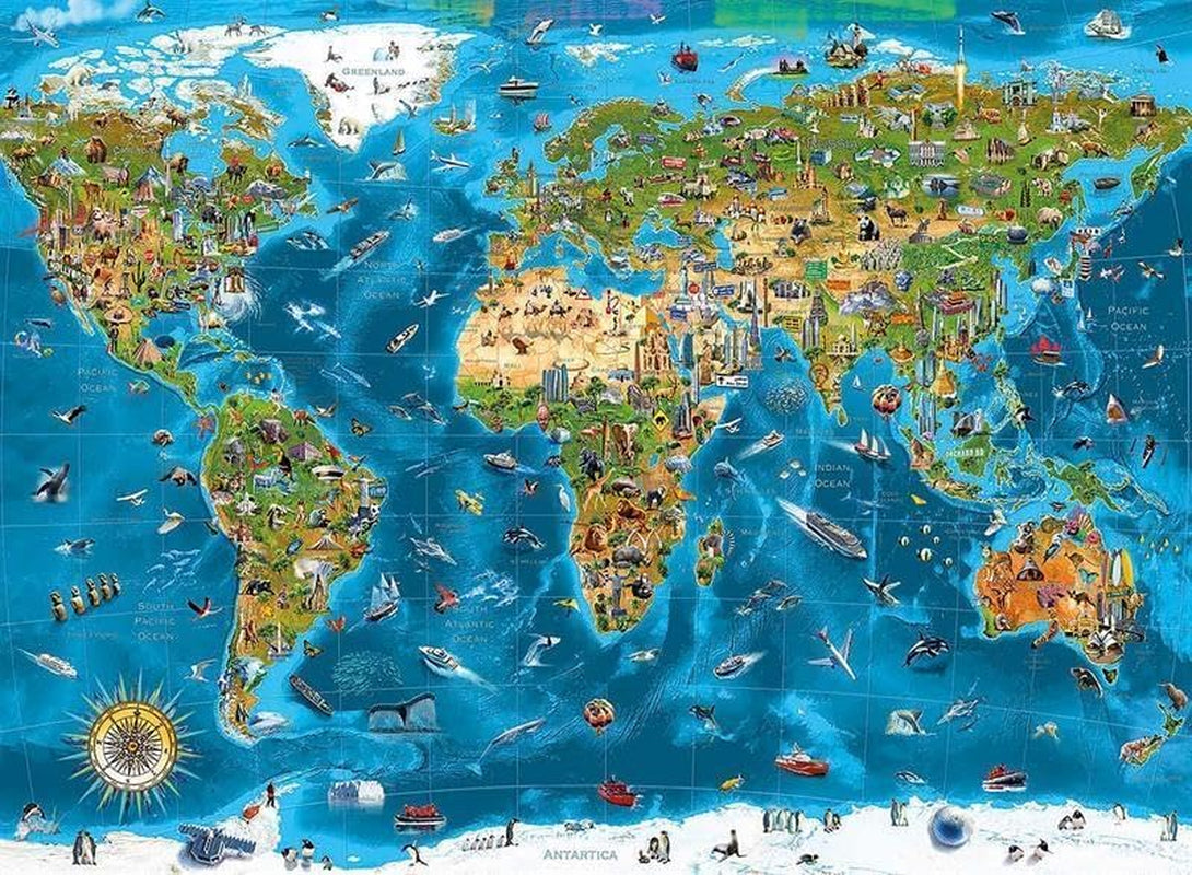 Educa - Cud Świata, układanka 12000 elementów dla dorosłych i dzieci od 14 lat, mapa świata (19057) Puzzle Naty Shop
