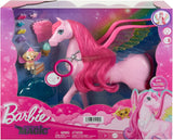 Barbie Ukryty Magiczny Pegaz - interaktywna zabawka ze światłami i dźwiękami, 10 akcesoriów, tęczowe skrzydełka, dla dzieci od 3 lat, HLC41 Naty Shop Dolls