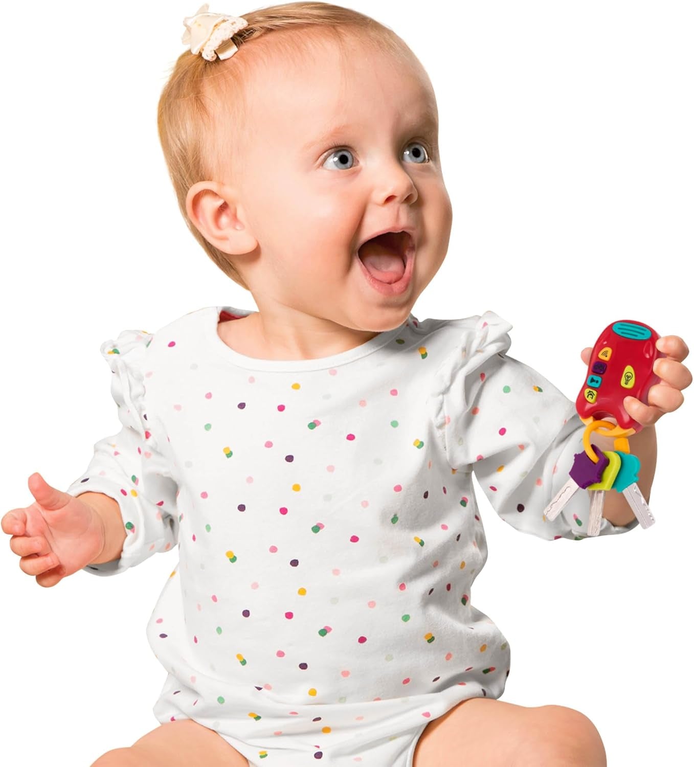 Zabawka Battat-kluczyk dla dziecka - Kolorowy brelok do kluczy samochodowych ze światłem i dźwiękiem dla dzieci od 10 miesiąca życia Bebe Toys Naty Shop
