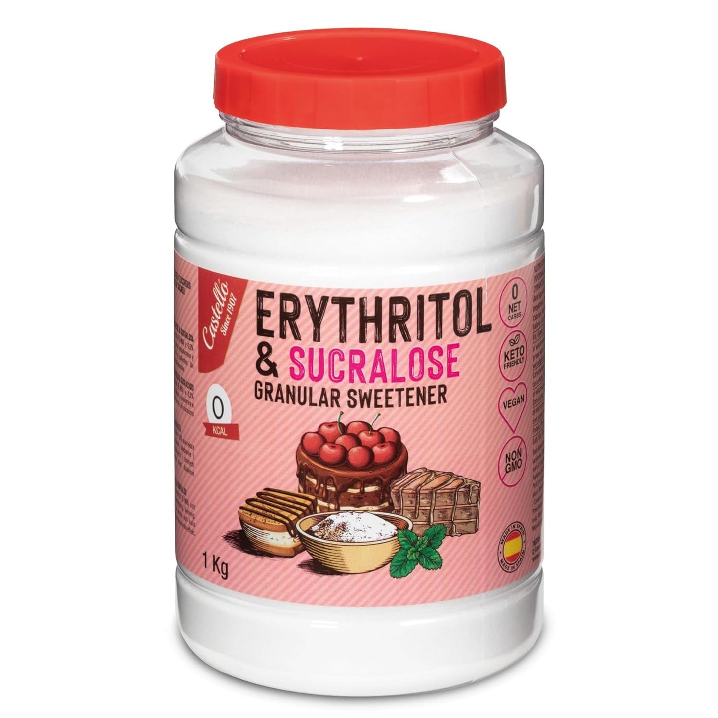 Erytrytol + Sukraloza 1:4 Süßstoff | 1G = 4G Zucker | 0 Netto-Kohlenhydrat - 0 Kalorien - 0 Glykämischer Index - Keto - Kein GVO - Castello od 1907 - 1 Kg Słodziki Naty Shop Default Title