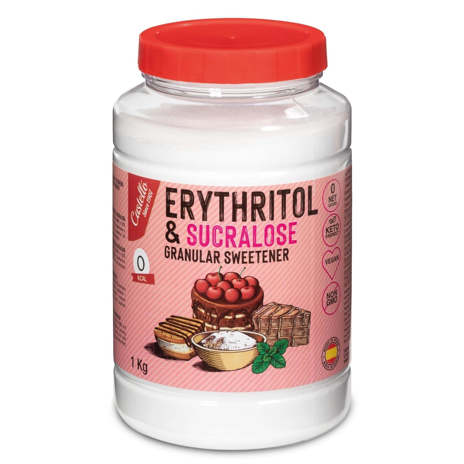 Erytrytol + Sukraloza 1:4 Süßstoff | 1G = 4G Zucker | 0 Netto-Kohlenhydrat - 0 Kalorien - 0 Glykämischer Index - Keto - Kein GVO - Castello od 1907 - 1 Kg Słodziki Naty Shop Default Title