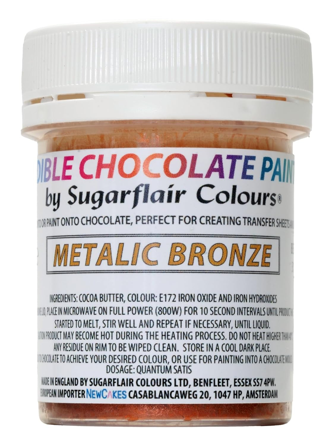 Barwnik spożywczy Sugarflair Chocolate Barwnik spożywczy do czekolady, brąz metaliczny - Kolorowe organiczne masło kakaowe, barwnik czekoladowy do barwienia czekolady, pralin - 35 g