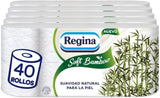 Papier Toaletowy Regina Soft Bamboo, 40 Rolek, 3 Warstwy, 160 Arkuszy, Naturalna Miękkość dla Twojej Skóry, Papier Toaletowy z Włókna Bambusowego, Opakowania Papierowe, Certyfikat Fsc