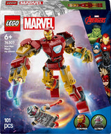 LEGO Marvel Mech Iron Mana kontra. Ultron — zabawka superbohatera z 2 minifigurkami — figurka z ruchomymi rękami, nogami i palcami — prezent dla chłopców i dziewcząt w wieku od 6 lat 76307 Besuche den LEGO-Store Building Sets
