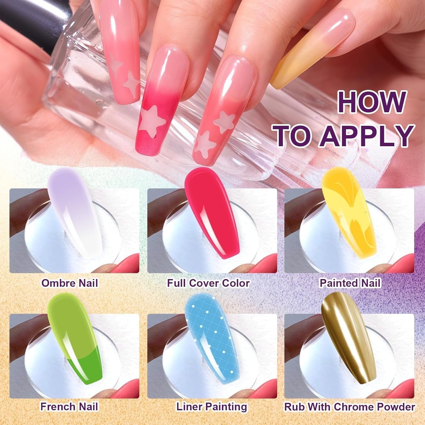 Żel do malowania gradientowego, 12 kolorów Ombre żelowy lakier do paznokci z 100 szt. Gąbeczek do paznokci i 4 pazurami Metalowy chwytak do francuskiego manicure DIY Nail Art, zestaw I