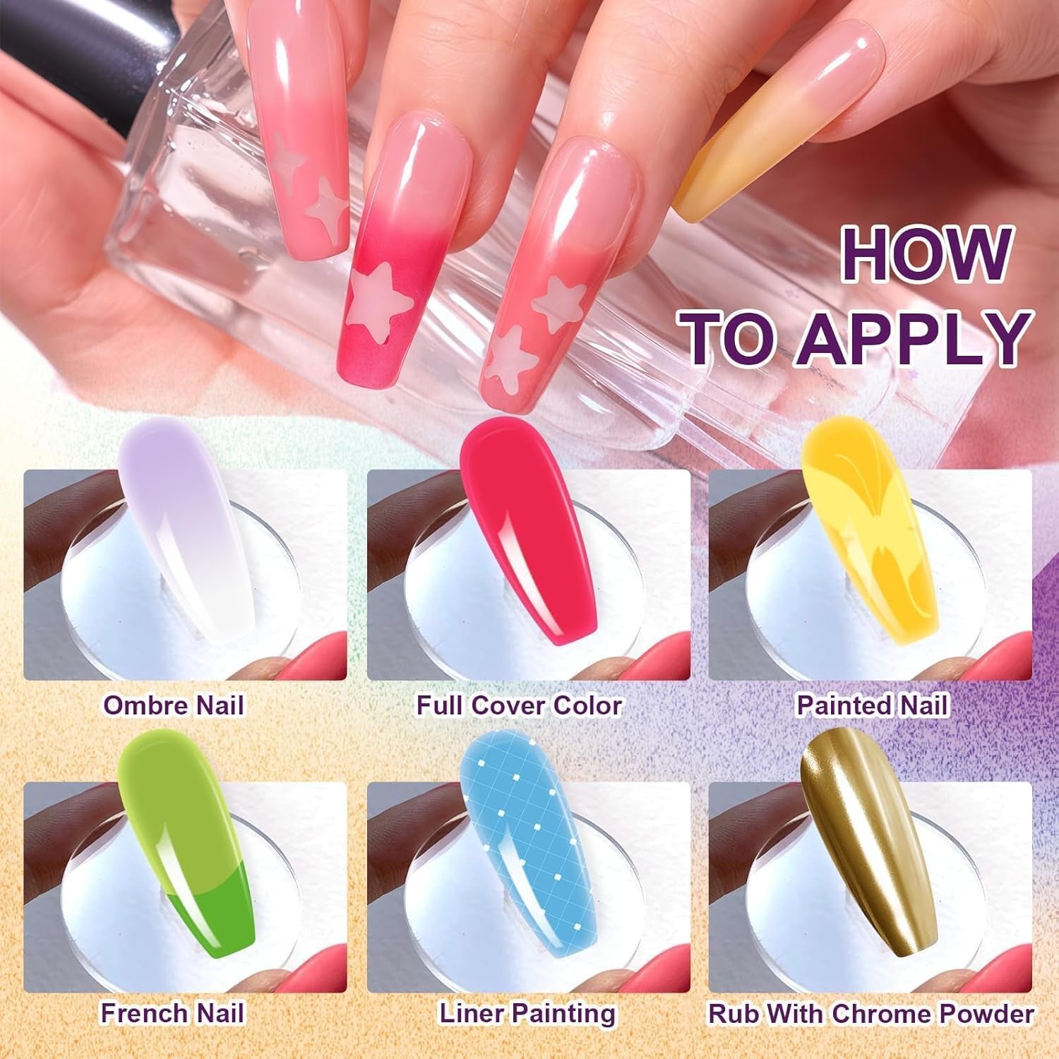 Żel do malowania gradientowego, 12 kolorów Ombre żelowy lakier do paznokci z 100 szt. Gąbeczek do paznokci i 4 pazurami Metalowy chwytak do francuskiego manicure DIY Nail Art, zestaw I