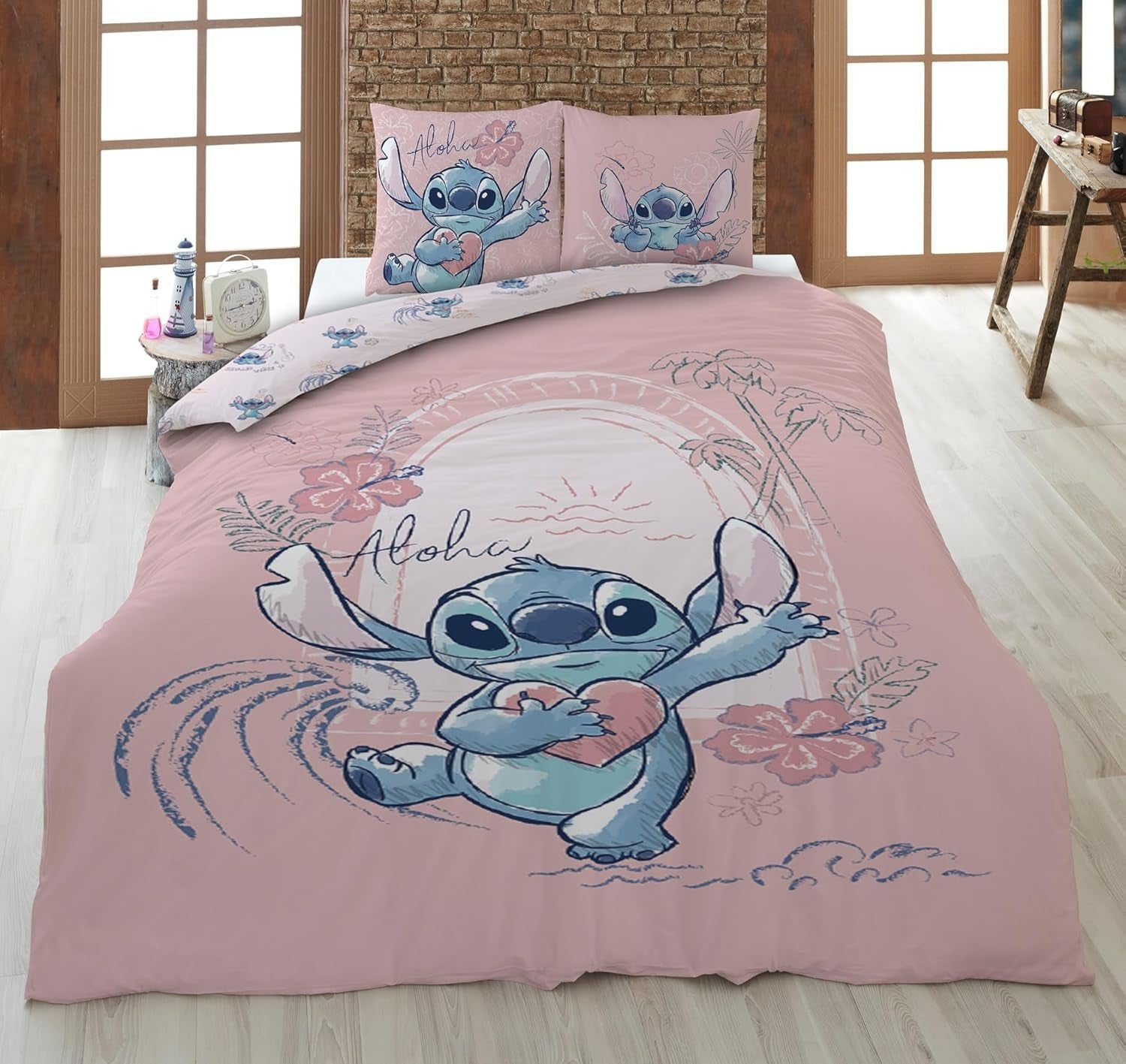 Dwustronny zestaw pościeli Stitch Aloha Pościel dla dziewczynek 100% bawełna - Dzieci Naty Shop Domyślny tytuł