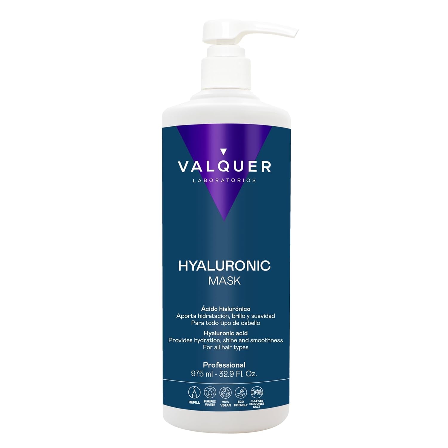 Valquer Hyaluronic Hair Treatment - Nawilżająca maska do włosów o zapachu lawendy - Bez siarczanów i silikonu - 975 ml Naty Shop maska do włosów 975 ml (1 opakowanie) Lawenda