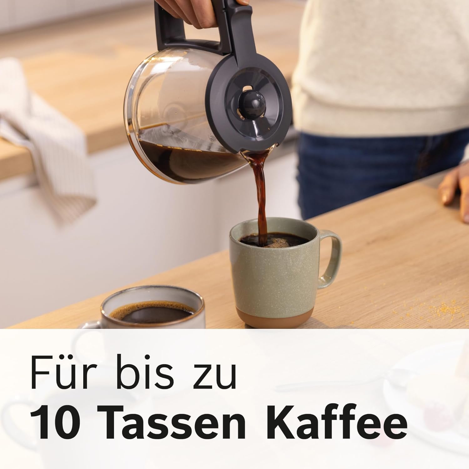 Bosch MyMoment TKA2M113 Ekspres do espresso z filtrem, szklana karafka 1,25 l, 10–15 filiżanek, funkcja utrzymywania ciepła przez 40 minut, system zapobiegający kapaniu, obrotowy uchwyt filtra, odłączany zbiornik na wodę, 1200 W, czarny matowy