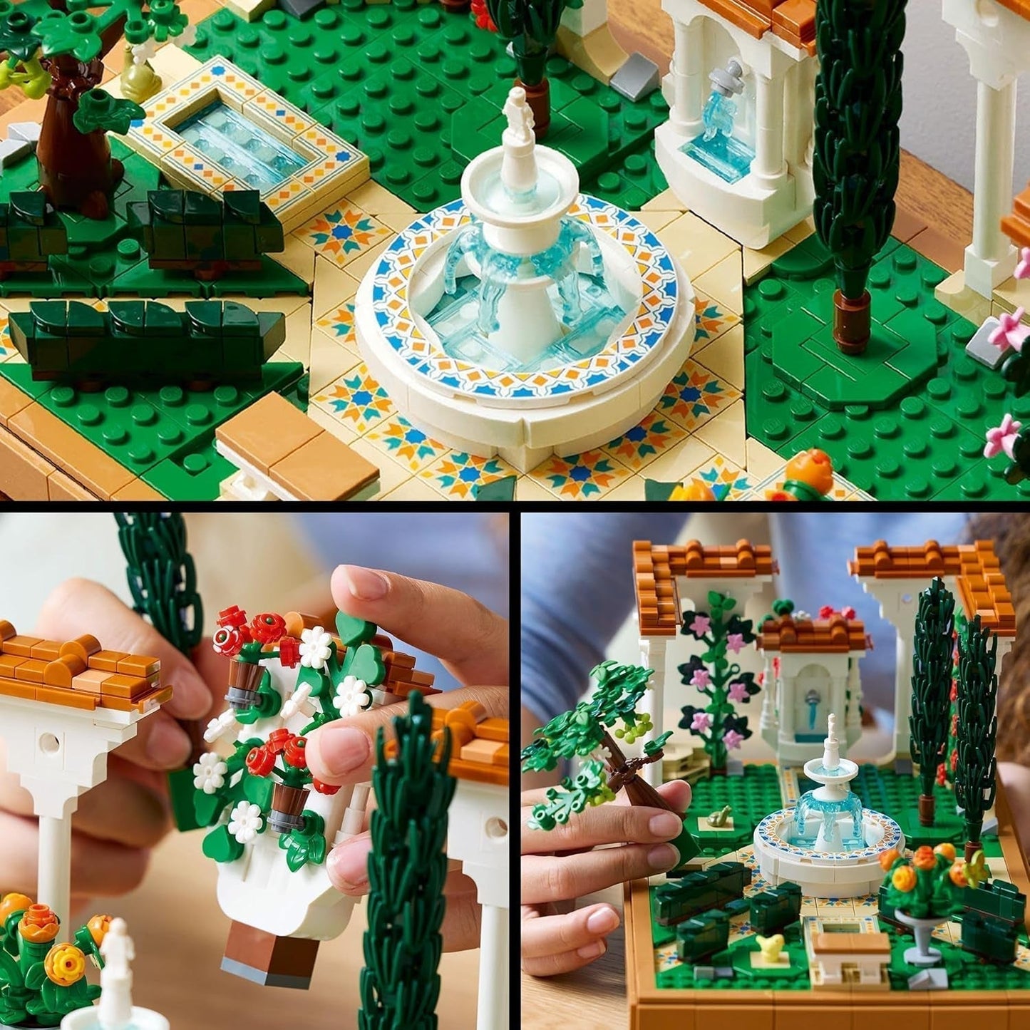 LEGO Icons Ogród fontann - Miniaturowy zestaw do budowania dla dorosłych z liśćmi, cyprysami, drzewami, winoroślą i kwiatami - Pomysł na kreatywny prezent urodzinowy, prezent na parapetówkę dla kobiet i mężczyzn - 10359 Zestawy do budowania Beuche den LEGO-Store