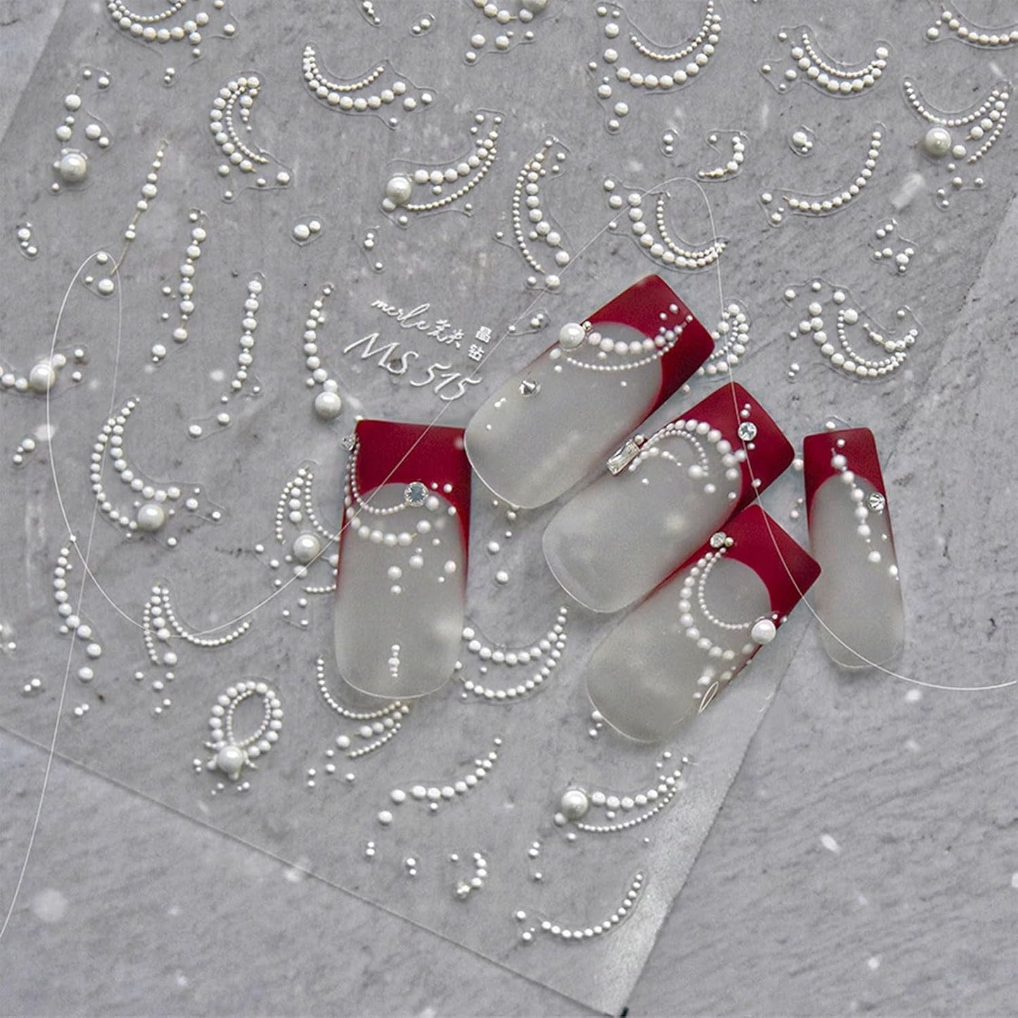 JMEOWIO 3D Nagelsticker Perlenlinie Nail Art Naklejka Selbstklebend Nagelaufkleber 5D Stereoskopisch Dekoration Nageldesign Zubehör 1 Blatt