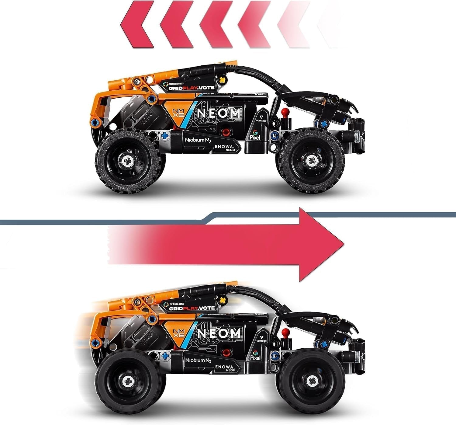 LEGO Technic Zestaw samochodów wyścigowych NEOM Mclaren Extreme E, zabawka silnikowa dla dzieci, napędzany wiatrem samochód do zbudowania, prezent techniczny dla chłopców i dziewcząt w wieku 7 lat 42166 Zestawy do budowania Besuche w sklepie LEGO