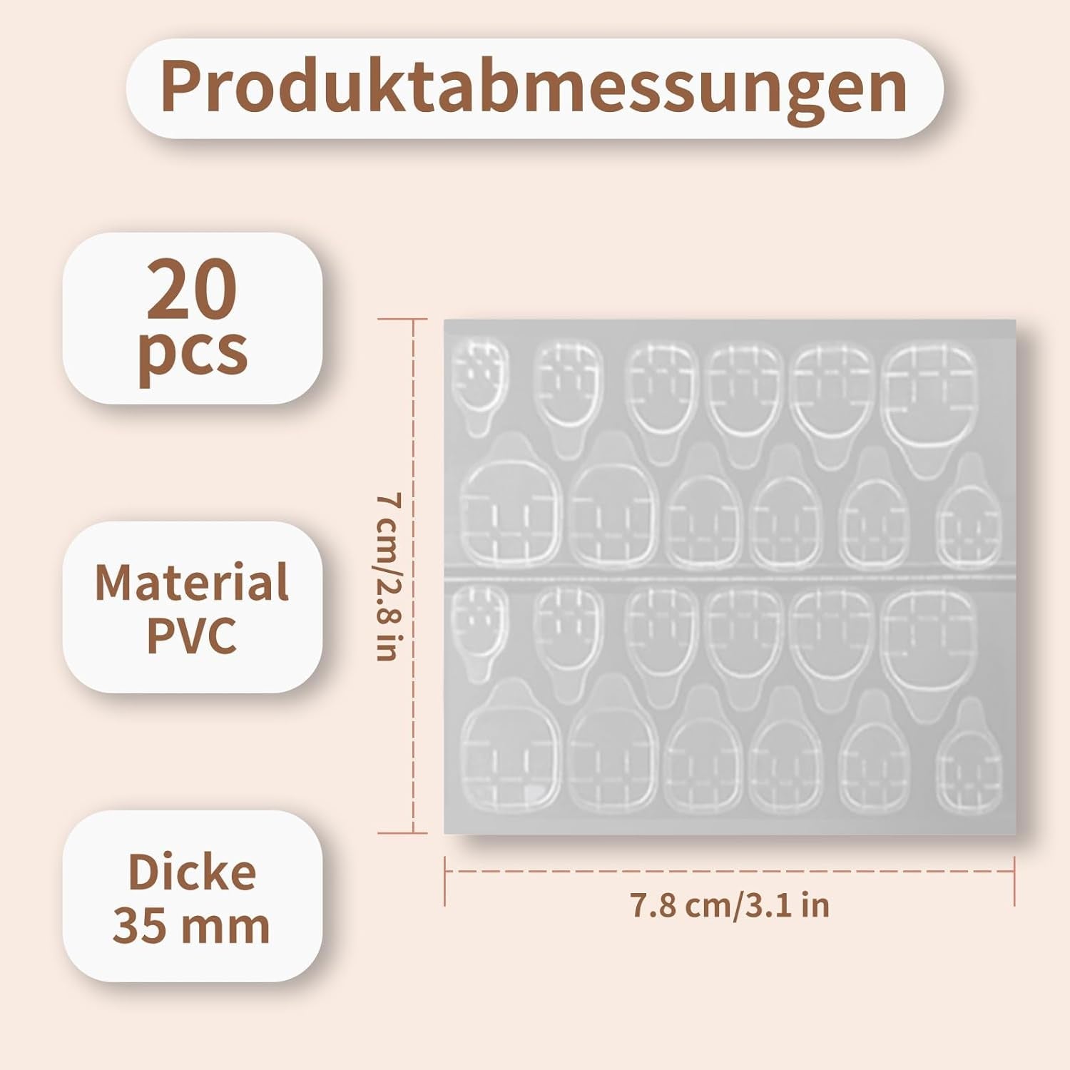 20 żelowych tabletek samoprzylepnych do paznokci - przezroczystych, mocnych dwustronnych podkładek samoprzylepnych Wodoodporna prasa wielokrotnego użytku na paznokciach Zestaw do samodzielnego manicure Akcesoria do paznokci