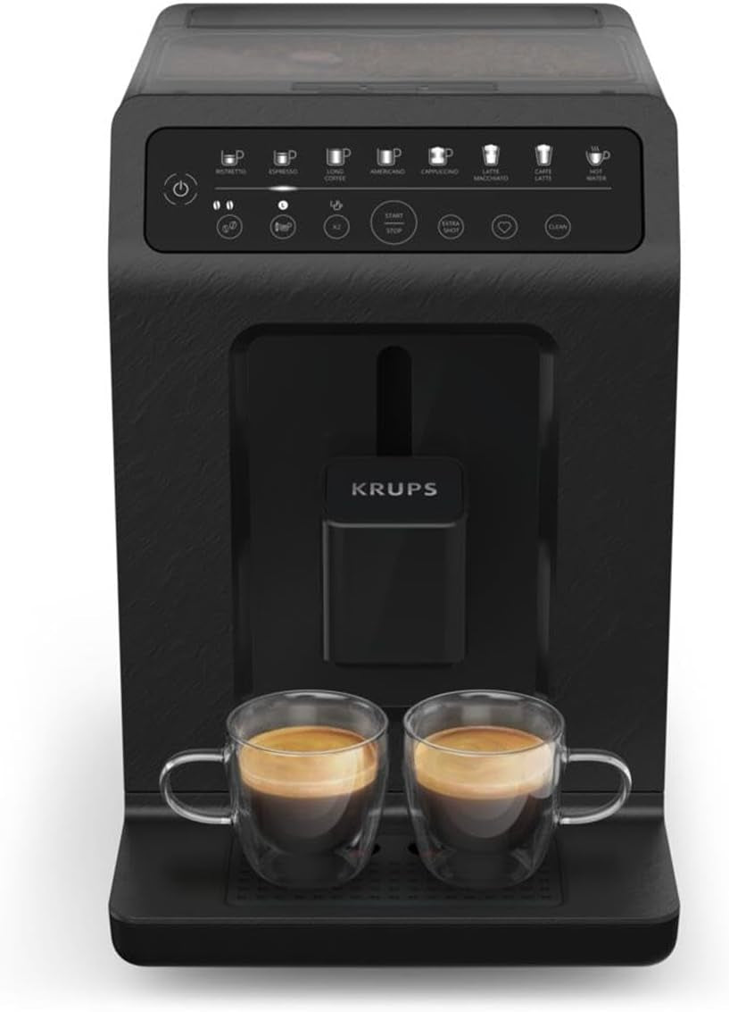 Krups EA897B Evidence Automatyczny ekspres do kawy ECOdesign, automatyczna funkcja espresso i cappuccino, technologia Quattro Force, kubki do mleka uruchamiane jednym dotknięciem, 8 ustawień wstępnych, system mleka, 1450W