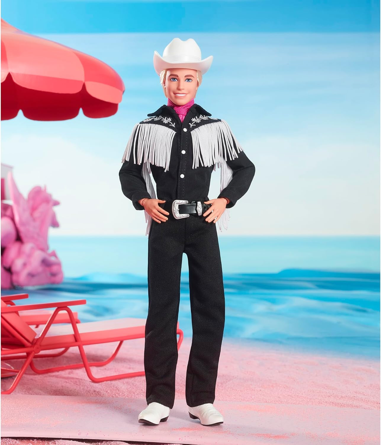 BARBIE the MOVIE Ken – lalka kolekcjonerska w stroju westernowym, koszula vintage, kowbojski kapelusz, białe buty z filmu dla dzieci w wieku od 3 lat, lalki HRF30 Naty Shop