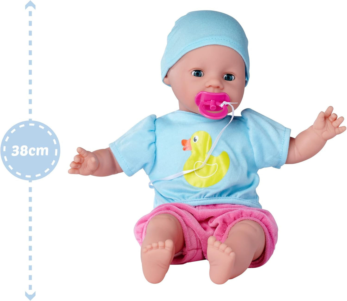 Simba 105010964 - Laura Hungry lalka o miękkim ciele z manekinem, magiczną łyżeczką, butelką ze znikającą zawartością i małym talerzykiem, 38 cm, lalka od 2 lat Naty Shop Dolls