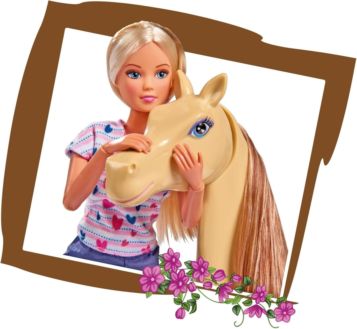 Simba 105730939 - Steffi Love strój do jazdy konnej 2 konie, w pełni przegubowa lalka modowa 29 cm dla dzieci w wieku 3 lat i starszych