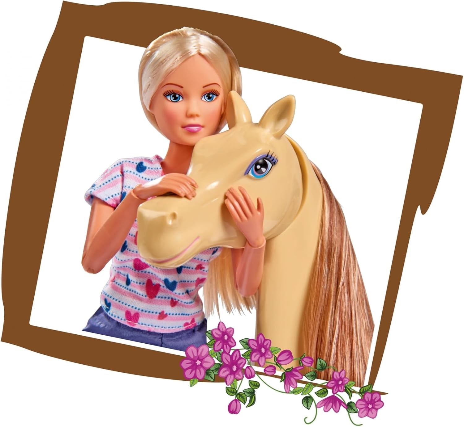 Simba 105730939 - Steffi Love strój do jazdy konnej 2 konie, w pełni przegubowa lalka modowa 29 cm dla dzieci w wieku 3 lat i starszych