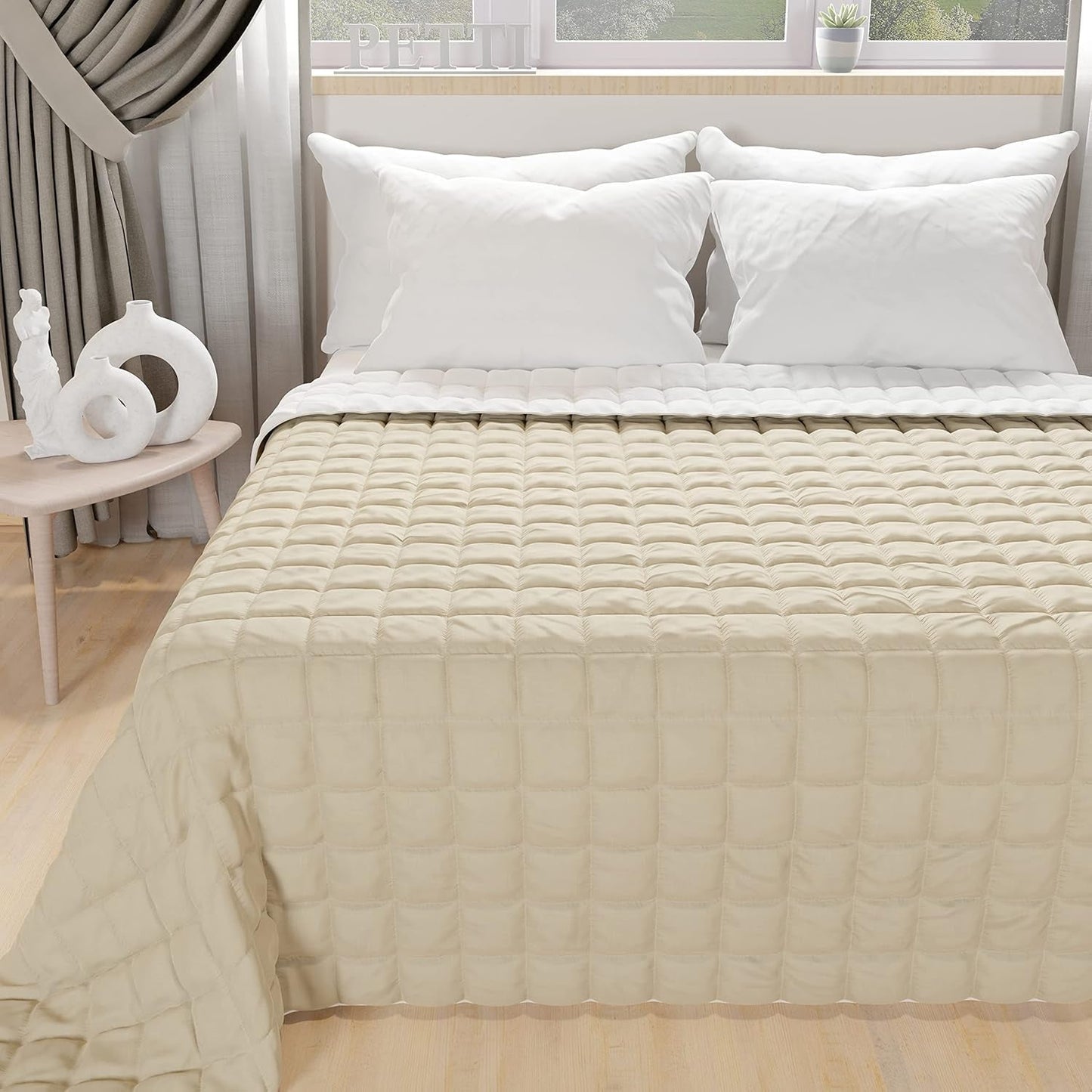 PETTI Artigiani Italiani - Kołdra na łóżko pojedyncze, kołdra dwustronna, kołdra wiosenna, granatowa, biała, 100% Made in Italy Kołdry i kołdry Naty Shop Blue Łóżko rozmiar 120 (220X260 cm)