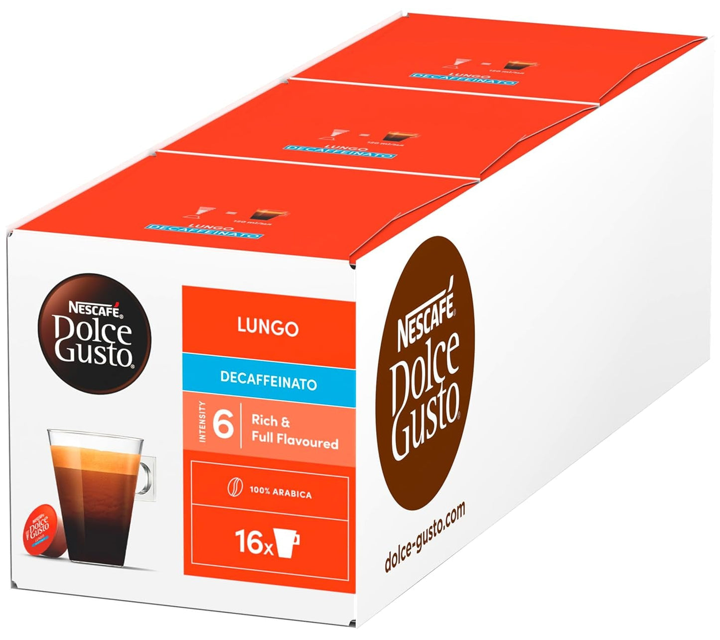 NESCAFÉ DOLCE GUSTO Lungo Decaffeinato Kawa w kapsułkach 3-pak (kapsułki 3 x 16)