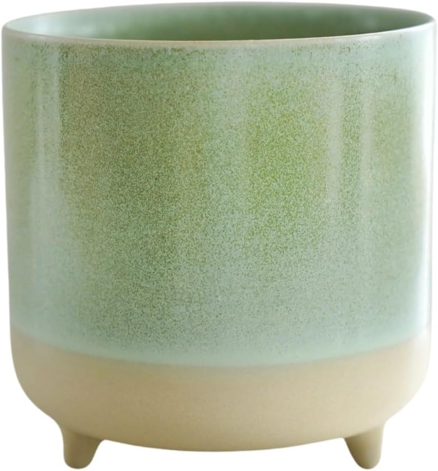 Garnek ceramiczny w kolorze miętowej zieleni, matowy, reaktywny, wys. 12 cm x gł. 12 cm