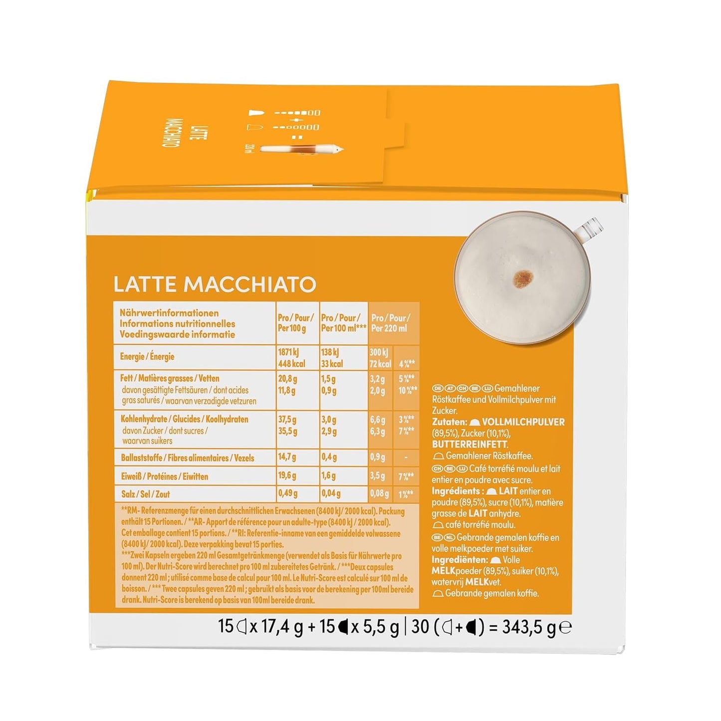 NESCAFÉ DOLCE GUSTO Latte Macchiato Kaffeekapseln 3-er Vorratspack (3 x 30 Kapseln)
