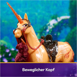Unicorn Academy Cinder the Unicorn - oryginalny jednorożec Valentina z serialu Netflix o wysokości 28 cm, z prawdziwą grzywą i ogonem, zdejmowaną uzdą oraz siodłem i szczotką, dla dzieci od 4 roku życia