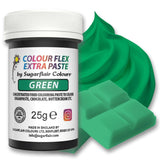 Sugarflair Colourflex Extra Paste Verde barwnik spożywczy - Jadalny barwnik spożywczy do śmietany, czekolady, pasty cukrowej, lukru, kremówki, mieszanek do ciast, ciast i nie tylko - 25g