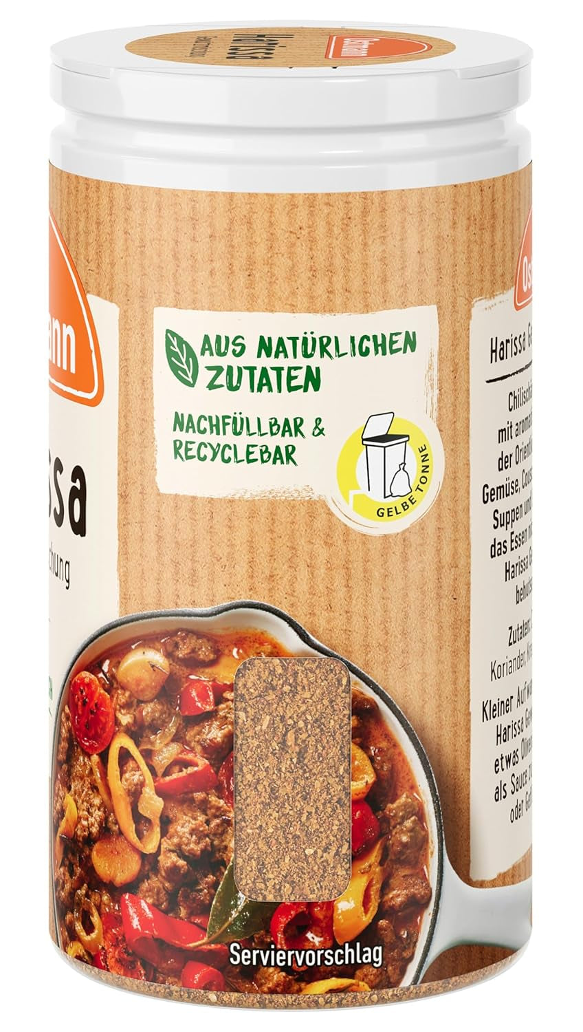 Ostmann Gewürze - Harissa Gewürzmischung | Scharfes orientalisches Gewürz für Geflügel, Fleisch, Gemüse lub Kuskus | 35 g w Der Streudose
