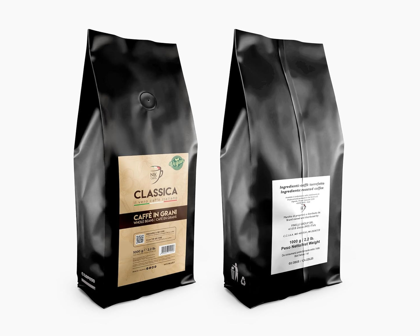 NIK CAFE' – mieszanka Classico – palone ziarna kawy. Jego Ekscelencja, ten mocny. 100% solidny