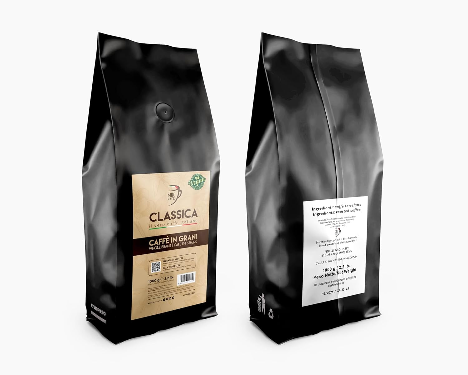 NIK CAFE' – mieszanka Classico – palone ziarna kawy. Jego Ekscelencja, ten mocny. 100% solidny